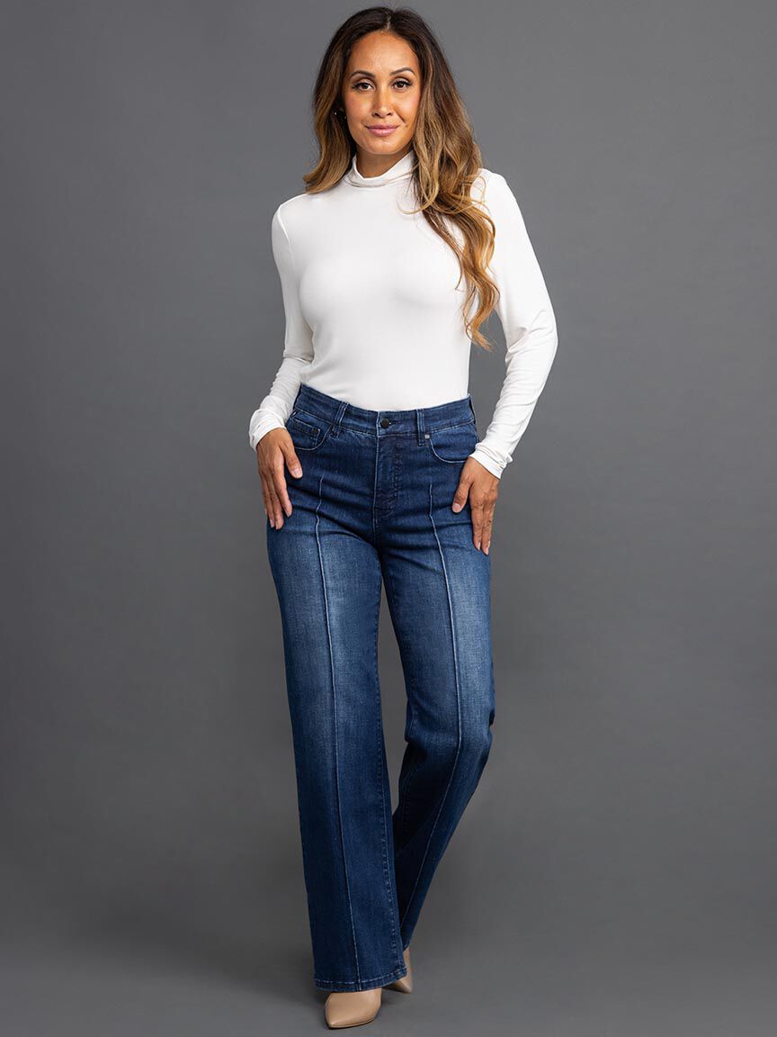 Wide Leg Jeans with Center Seam Image 1
